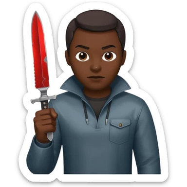 a evil face with a knife in their hand and te emoji tu be just the head and the hand with the knife sticker