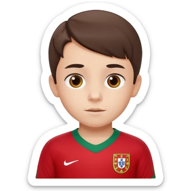 Une enfant qui a le coupe sur le coter et qui a le maillot du portugal sticker