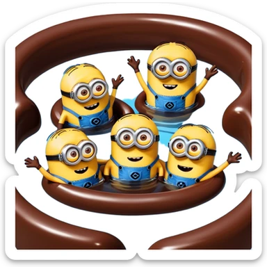 Minions swimming in chocolate  sticker