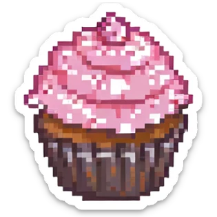 A cupcake with pink icing sticker
