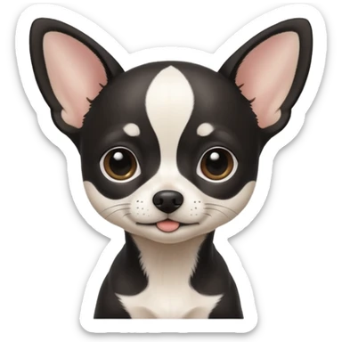 A black and white chihuahua emoji please with a thin white line on the center of head sticker