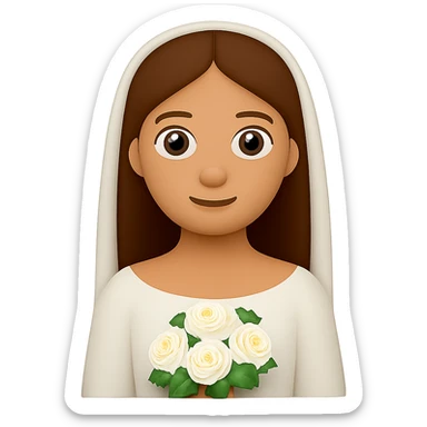 Isolate and show only the bride in her wedding dress, removing the groom. Keep the same style as the original image with a transparent background. sticker