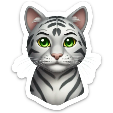Grey Tiger Cat with green eyes  sticker