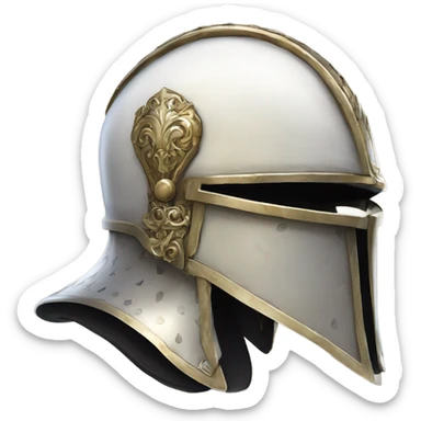 ornate french full-face closed armet helmet intricate white inlays sticker
