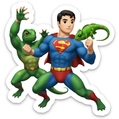 Superman punching the chameleon sticker
