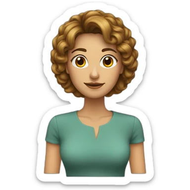 Mujer, 35 años, pelo castaño, corto por los hombros, flequillo cortina sticker