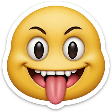 Creepy smiley face with drool and tongue sticking out sticker