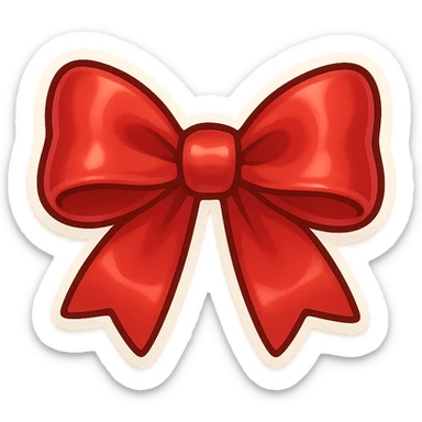 red satin bow, chibi style, shiny, simple and elegant, tied neatly sticker