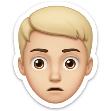 I need you to make an emoji of the gen z stare (young person like 20 yro’, like confusion, disgusted and kinda bored, it has to be very confused and disgusted, make the eyebrows very expressive, make one up and one down  sticker