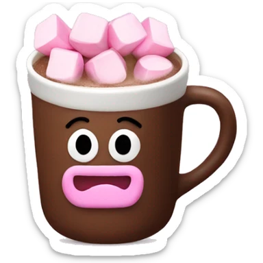 hot chocolate with pink marshmallows  sticker