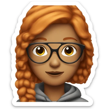 girl with cat and glasses witj ginger hair sticker
