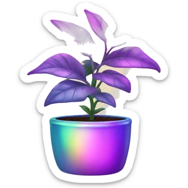 Plant in iridescent pot sticker