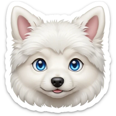 Small white fluffy dog blue eyes sticker