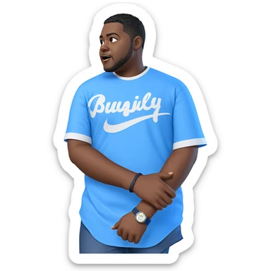 dark-skinned male in blue shirt sticker