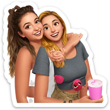 cheerful girls enjoying together sticker