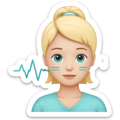 Smart health assistant emoji logo, human silhouette + pulse line, simple vector, soft colors sticker