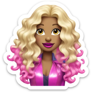 Killer whale with blonde hair and pink lipstick disco themed sticker