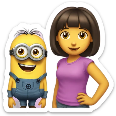 Minion and dora the explorer mixture sticker