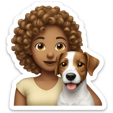 Curly haired girl with jack russell sticker