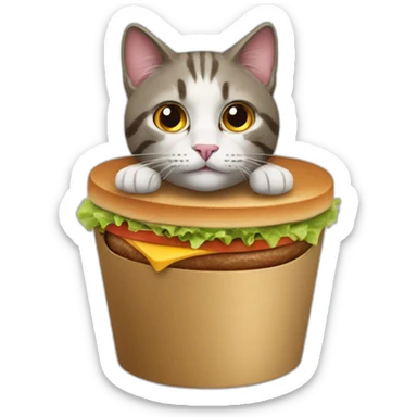 Cat with burger King's bucket sticker