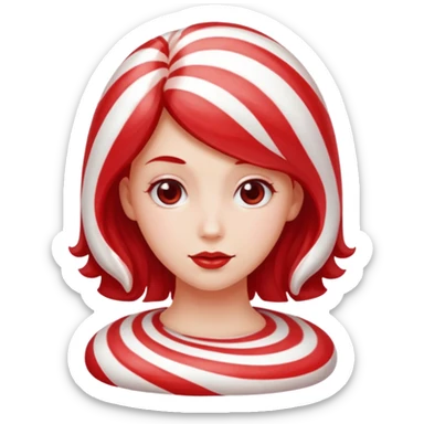 girl with hair made out of candy peppermint sticker