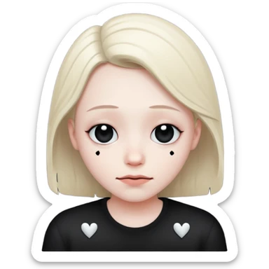 Smiley triste avec un sourire et des cœur noir sticker