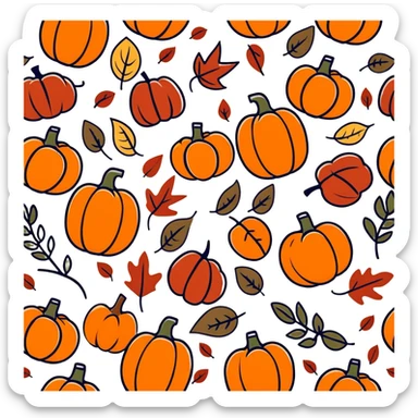 autumn fall scene with leaves, pumpkins, and cozy vibes sticker