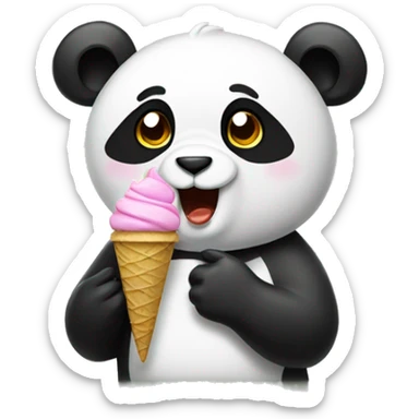 Panda eating ice cream sticker