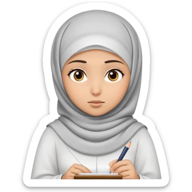 Girl with hijab doing an exam sticker