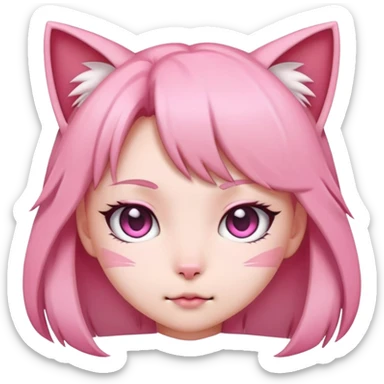pink anime girl cat head emoji sticker
