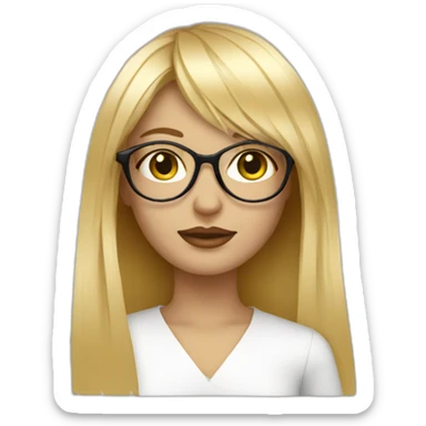 blonde designer with glasses and fringe sticker