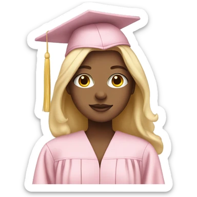 White Girl wearing baby pink graduation gown sticker