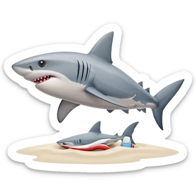 Has un tiburon con nikes y de fondo que tenga la playa sticker