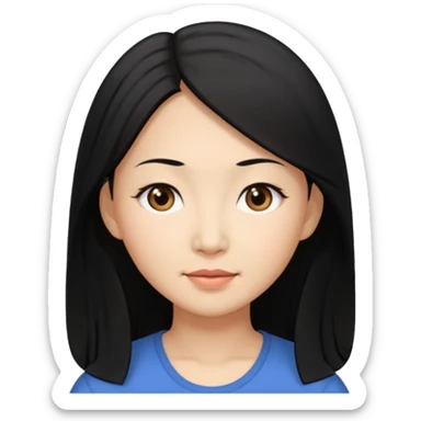 asian mom with long black hair and big brown eyes emoji sticker