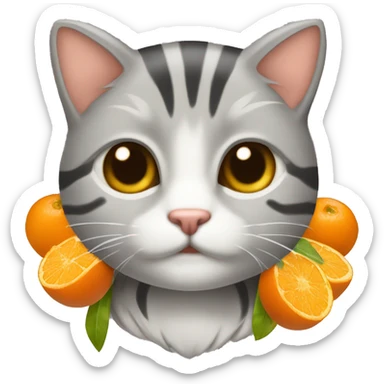 Gatito con rayas plomas y naranjas y negras sticker