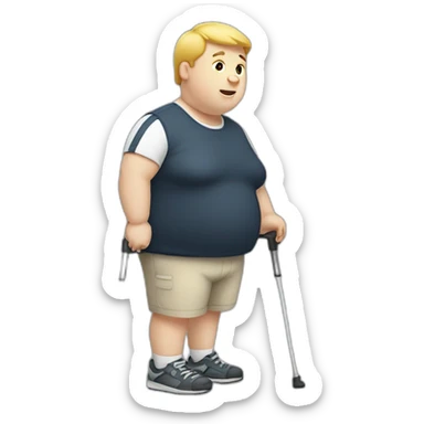 Fat white boy on crutches sticker