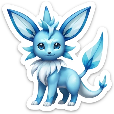 Shiny Cool Sparkly Cute Ethereal Glaceon-Vaporeon-Fakemon-hybrid-fusion- full body sticker