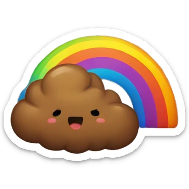 Poop farting out a rainbow  sticker