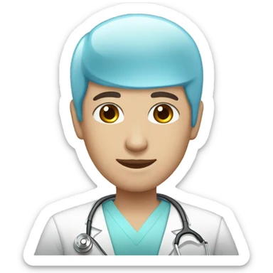 Bald blue eyed doctor male sticker