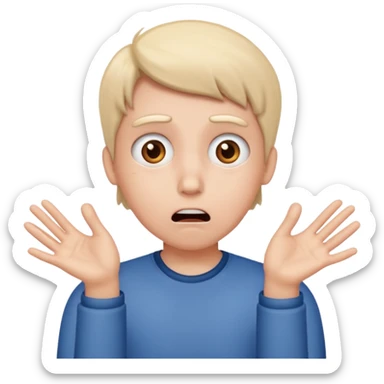 Shocked face with nub hands sticker