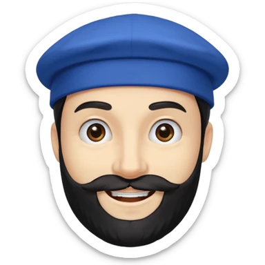 mago merlin con barba negra y gorra azul sticker