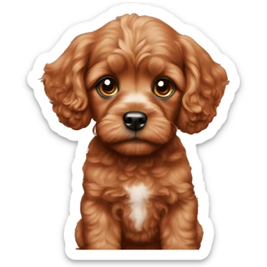 red cavapoo puppy with big black eyes  sticker