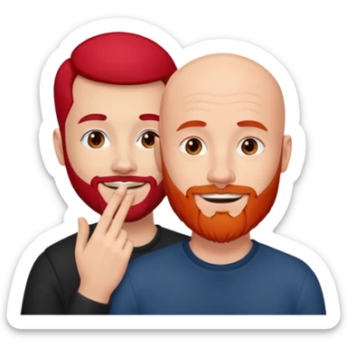 White Bald man with red beard touching face white girl black hair  sticker