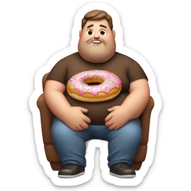 fat guy eating donut sticker