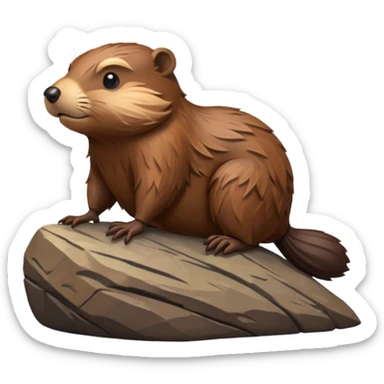 beaver on rock sticker
