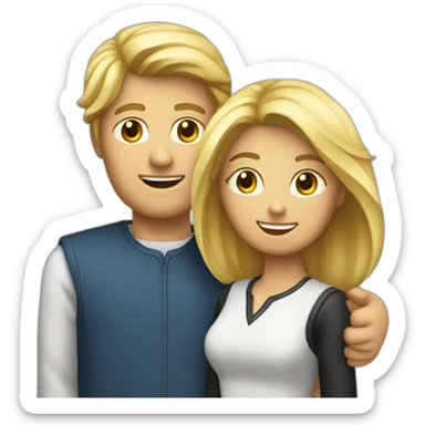 Un homme chatin foncé avec une femme blonde sticker