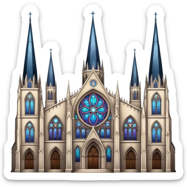 gothic cathedral with stained glass windows and spires sticker