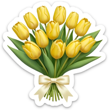 pastel yellow tulip bouquet with bow sticker