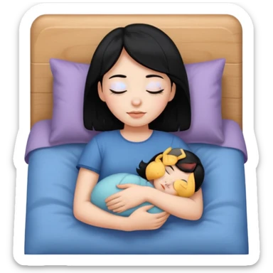 girl with black hair in short sleeves sleeping sticker
