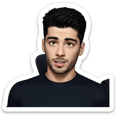 male portrait with black shirt sticker